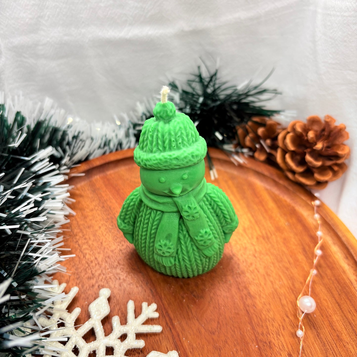 Bougie bonhomme de neige